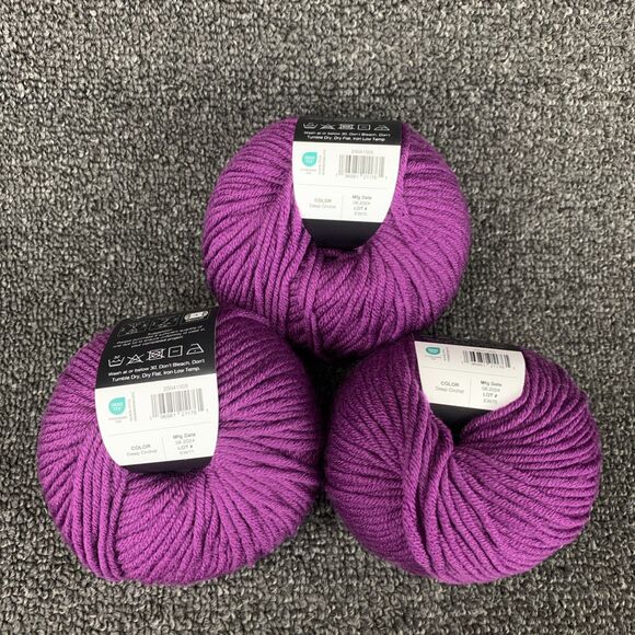 NEW K+C Essential Wool Deep Orchid Yarn Lot Of 3 Superwash Merino Purple - Picture 4 of 5